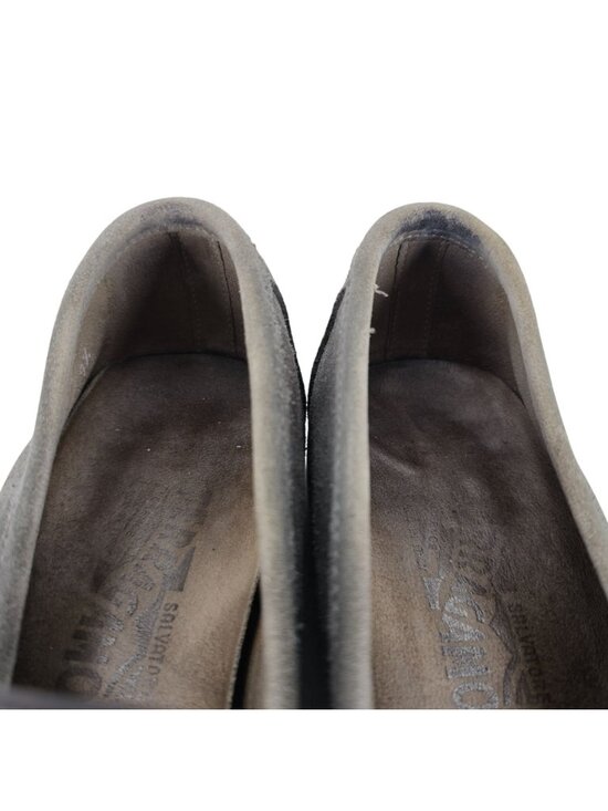 Salvatore Ferragamo Italy Gray Suede Buckle Moccasin Loafers Men 9.5D Dress Shoe